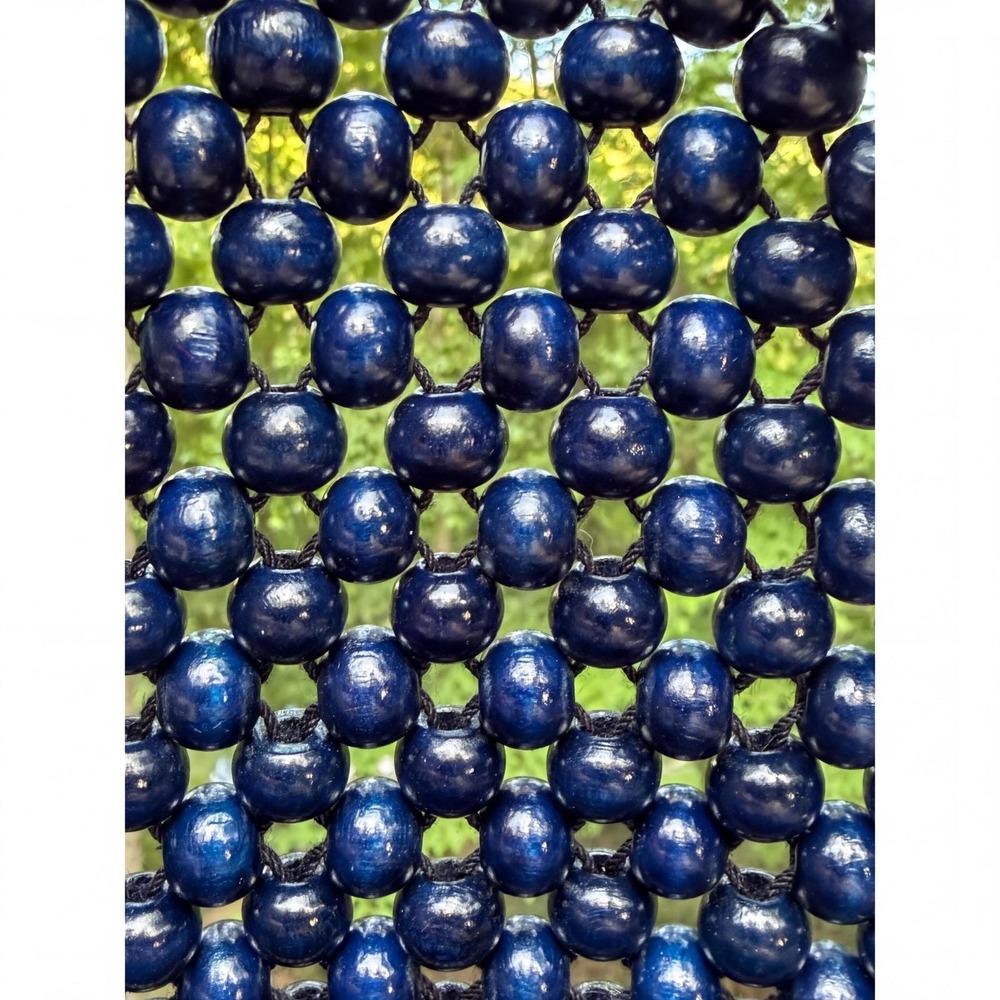 Vintage 1960s ADG Fashion Imports Beaded Navy Blue Retro Purse Bag - Picture 8 of 11